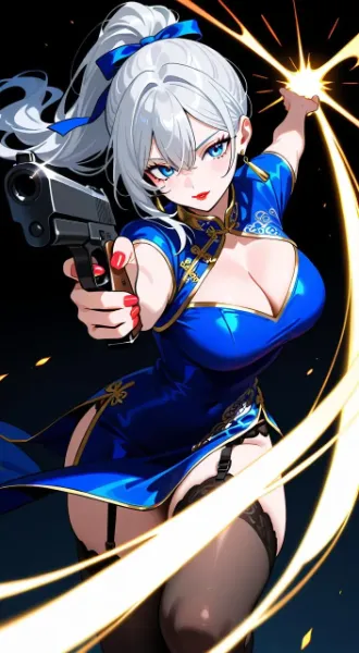 チャイナドレス#美女#銃　オリジナルキャラクター(劉妃)