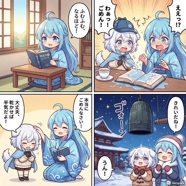 アクアちゃんとペロちゃんと除夜の鐘