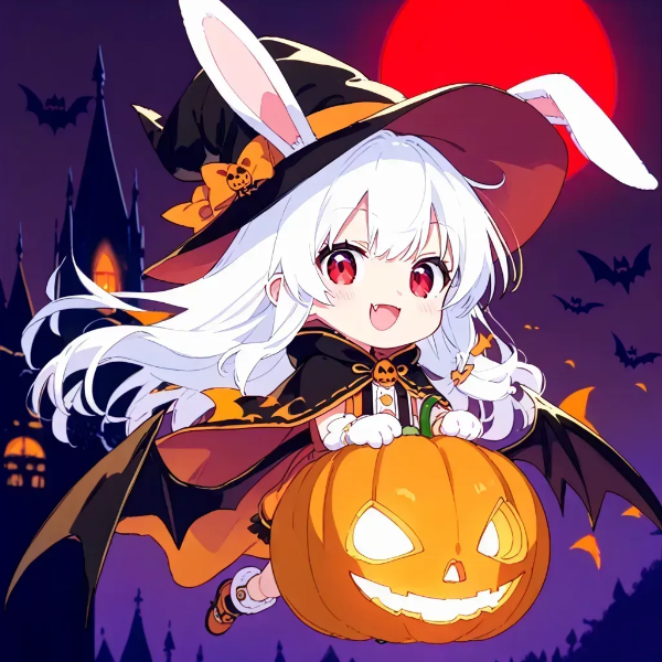 かぼちゃでとぶハロウィンバニー！