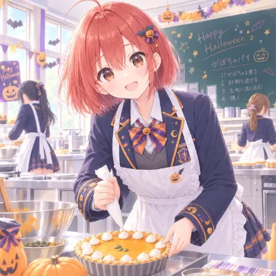 かぼちゃパイを作っています