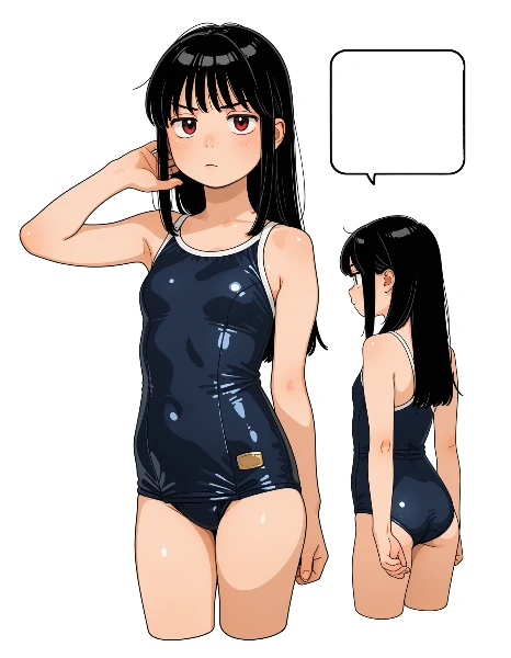 濡れたスクール水着の少女