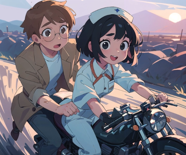 バイクに乗った