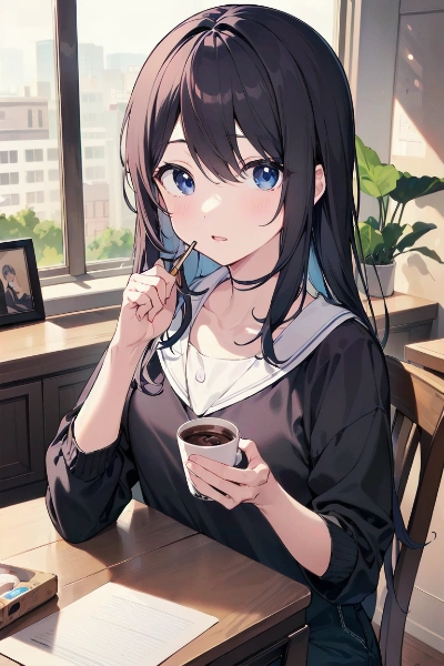 先にココア飲んでますね