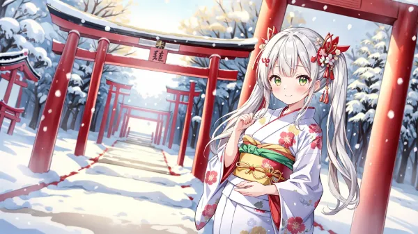 雪舞う神社で紡ぐ冬の願い