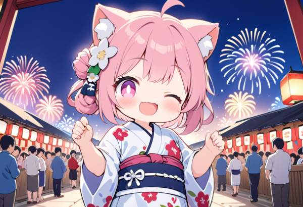 花火とお祭りを楽しむよ♪