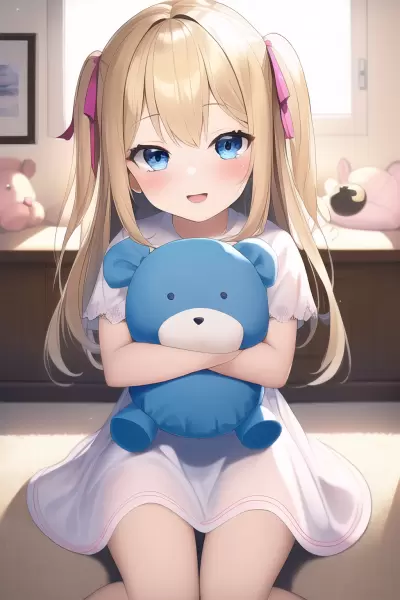 金髪少女とぬいぐるみ