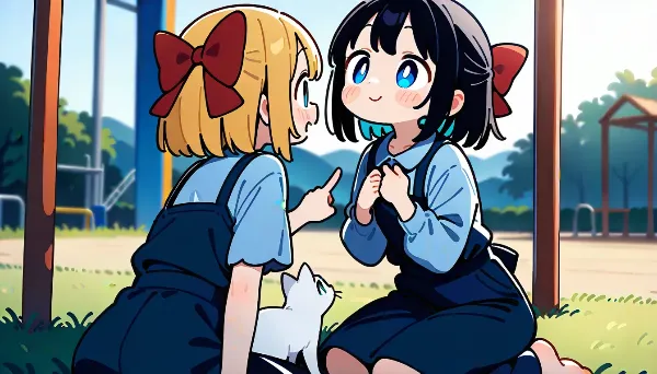 公園で白猫さんと