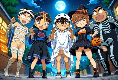 少年探偵団のハロウィン仮装(R-18)