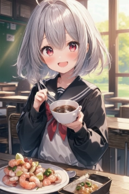 エビを食べる女の子