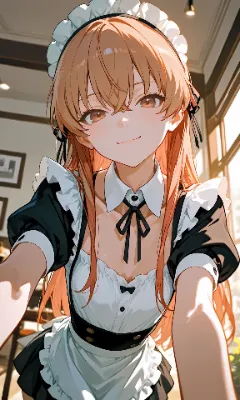 桃色髪ロング　メイド