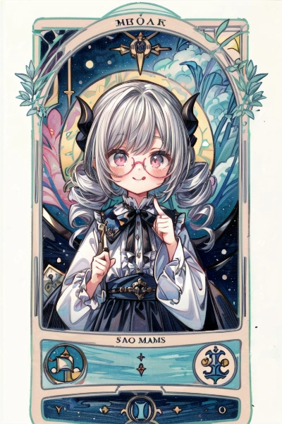 (お題：小悪魔)　タロット風アート　－　XV　悪魔　(Devil)