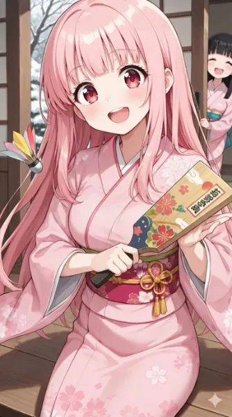 羽子板でポーン！