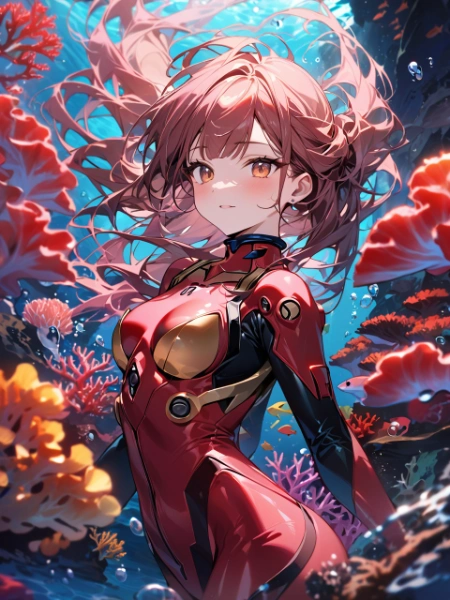 エヴァのプラグスーツで海中遊泳アル【ブルアカ・陸八魔アル】