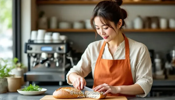 カフェの午後、バゲットサンドの準備 - Afternoon at the cafe, preparing baguette sandwiches