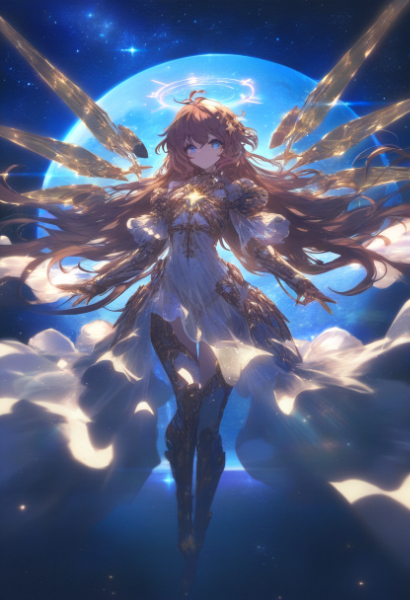 宇宙遊泳するサイボーグ天使