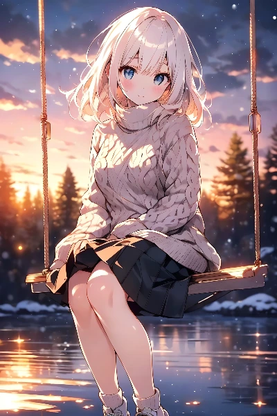 夕焼けとブランコ