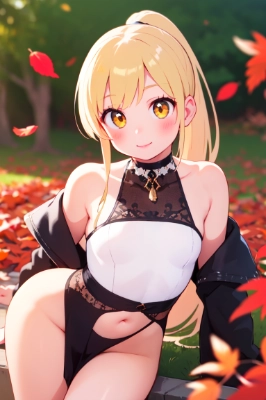 紅葉の中に