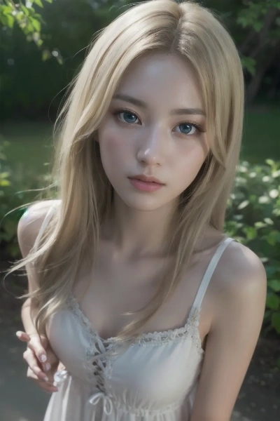 公園で佇む金色の髪の少女