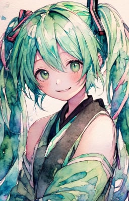 和風水彩画ミク