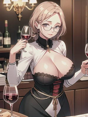 グラスと女性