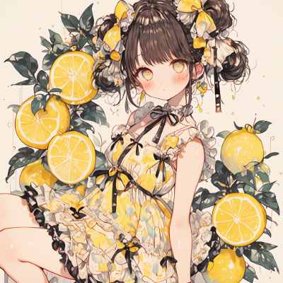 レモンに囲まれた女の子
