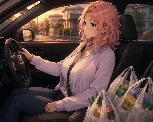 うちのこリズ、夕陽に染まる帰り道