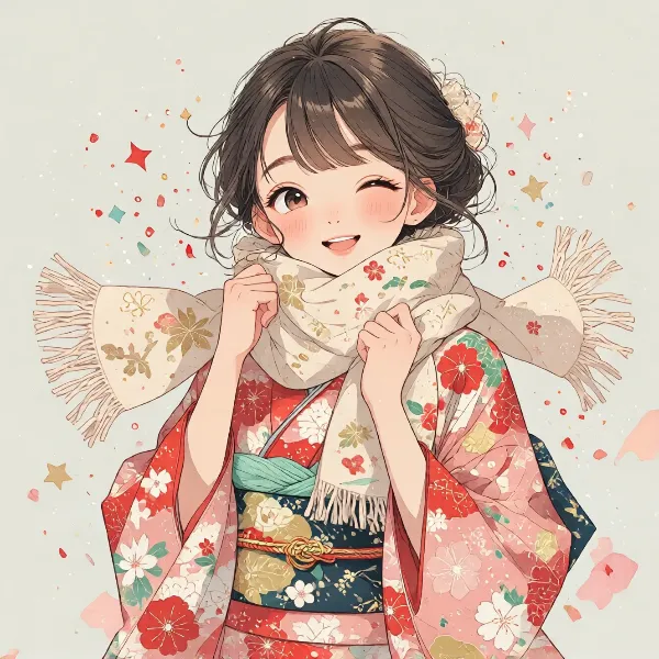 冬の花びらに舞う少女の微笑み