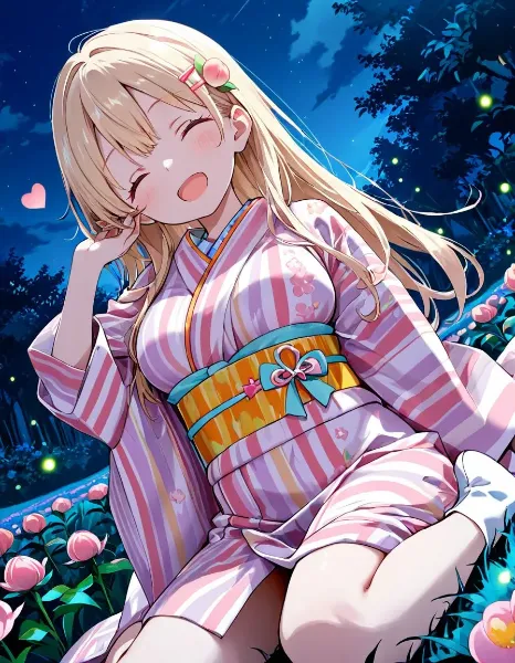 夏祭りを楽しむ和服少女達の日常♥