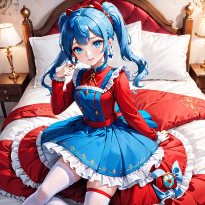 かわいいドレス姿の青髪さん
