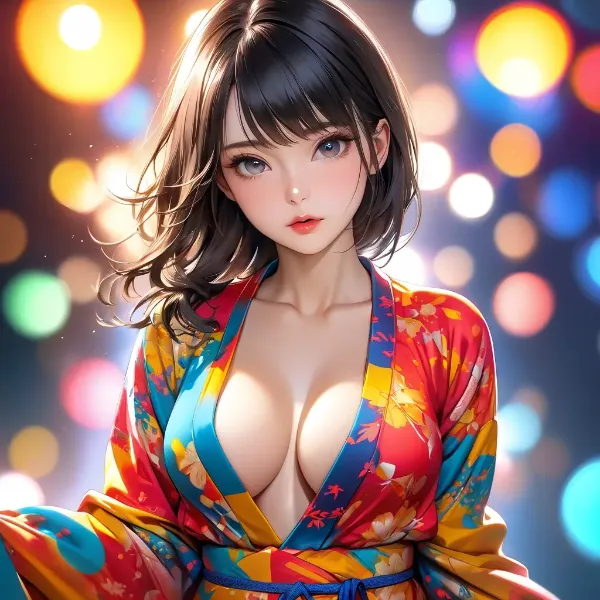 夜祭りの浴衣美女