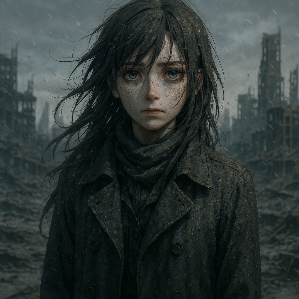 雨の廃墟に佇む少女の記憶