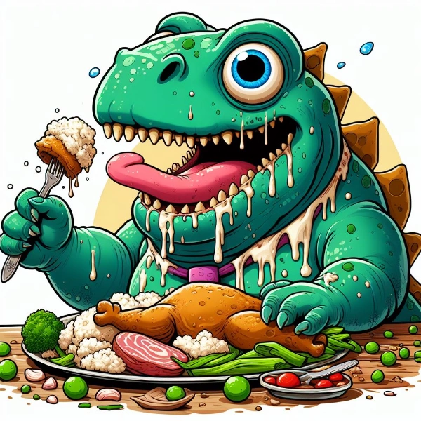 恐竜ちゃんの食事