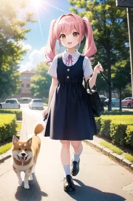 柴犬の散歩