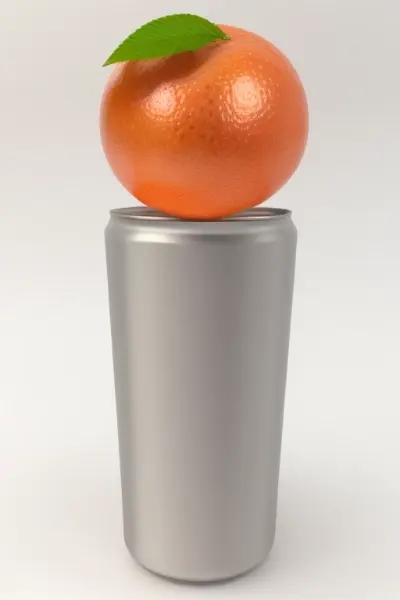 アルミ缶の上にあるミカン