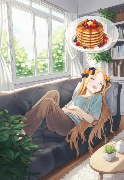 涎垂らしてパンケーキの夢を見てお昼寝するFGOのアビゲイルちゃん🥞