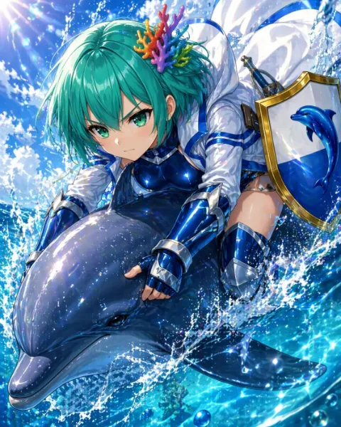 波の上をゆくイルカ騎士