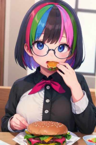 ハンバーガーを食べる女の子