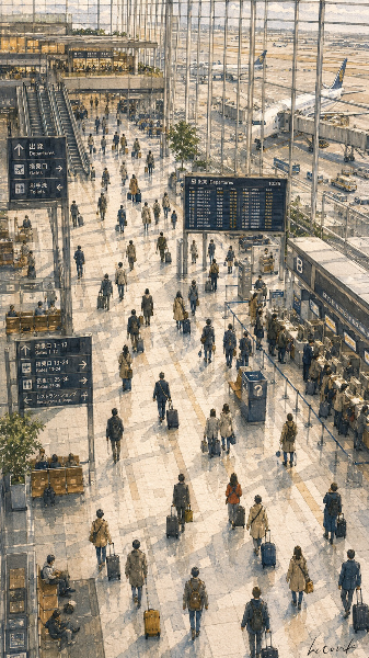 旅立ちのコンコース／スマホ壁紙アーカイブ