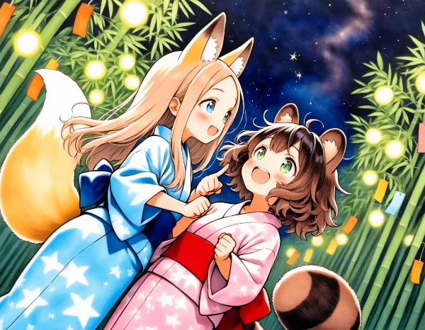 コン子とポン子・七夕