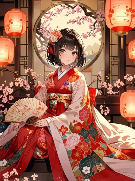 ひな人形のような少女