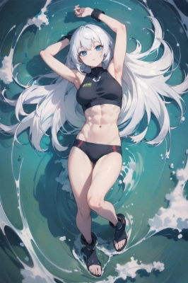 白髪腹筋少女