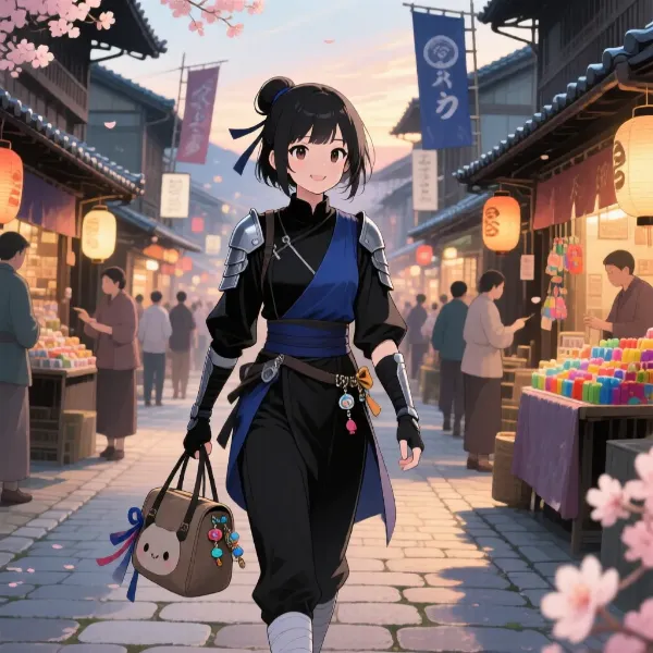 桜舞う古都で忍び少女の散策