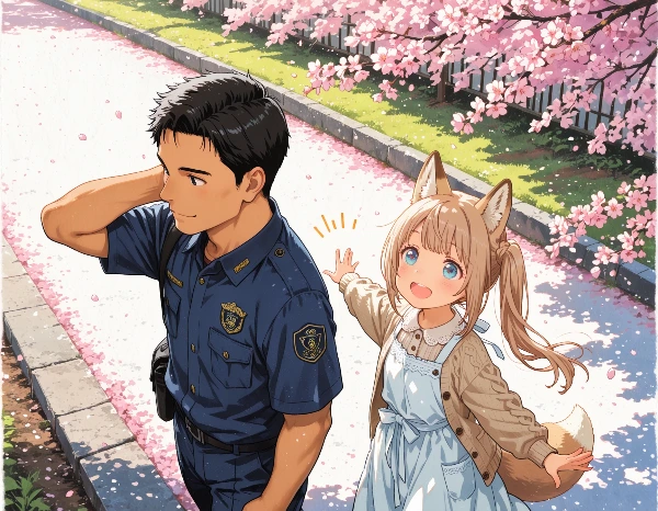 斎藤さんとコン子・桜が咲いた