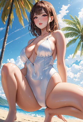 白い水着の彼女