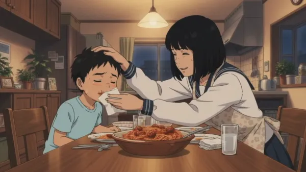 姉弟で夕食　動画