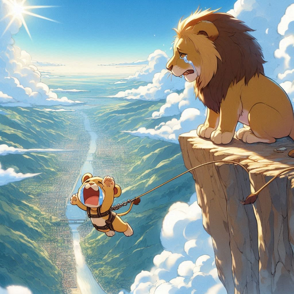 獅子は我が子を千尋の谷にバンジー