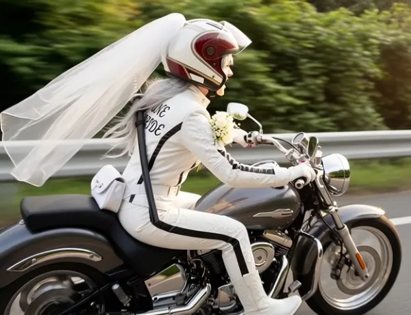バイクに乗る花嫁