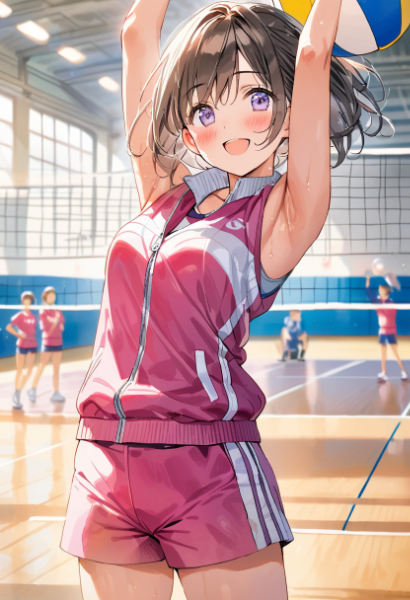 バレーで張り切る先生