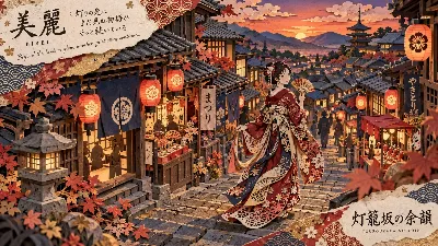灯籠坂の余韻を歩く着物美人
