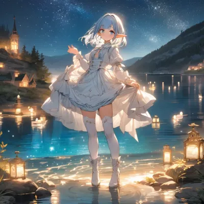 水辺の灯り